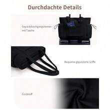 1 Pc Women Corduroy Tote Bag Casual Multi Pocket Handbag Adjustable Strap Crossbody Sling Bag Zipper Shoulder Bag Fall Winter Bag - Black - View 7