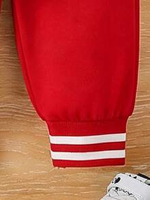 Set Baju dan Celana Hangat Kerah Baseball Motif Kartun untuk Bayi Laki-laki - Merah - View 4