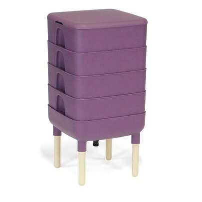 The Essential Living Composter, 4Tray Worm Vermicomposter Bin, Plum