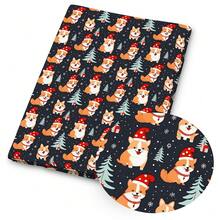 1pc Christmas Cute Dog Print Fabric - 59 X 19.68 Inches (150 X 50 Cm) Pre-Cut Polyester Fabric With Santa Hat Dog Pattern - Suitable For DIY Sewing, Scrapbooking, Tablecloths And Crafts - Christmas - View 5