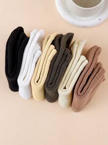 1 Par/6 Pares de Calcetines de Media Caña Otoño/Invierno, unicolor con Forro Grueso y Cálido, Calcetines de Suelo Esponjosos y Suaves, Color Aleatorio, Adecuados para Mujeres y Mejores Amigas - Multicolor - Ver 6