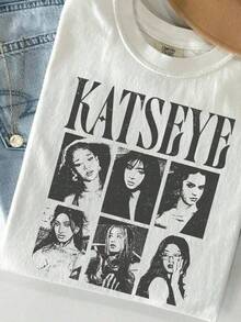 X T-Shirt Made Of Pure Cotton, 2026JungMädchen'JungenGrafikBaumwolleGrafikT-Shirts,KatseyeMusikHemdKatseyeK-PopGrafikT-ShirtKatseyeGnarlyT-ShirtK PCZE - White - View 1