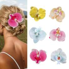5pcs/Set Women's Fresh & Sweet Orchid Flower Hair Clips, Elegant Lady Style Side Bangs Hair Accessories, Suitable For Travel And Photography,Summer,Holiday,Festival,Birthday - Multicolor - View 16