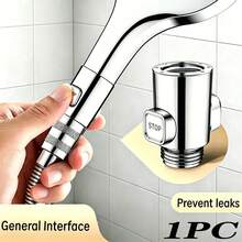 1pc Shower Head Shut-Off Valve, Single-Hand Operation Water Stop Switch, Universal Flow Control Adapter For Bathroom Shower Hose, Plated Surface - Stop Valve - View 2