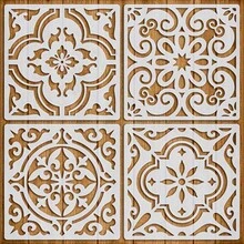 "Creative Touch" 4-Piece Tile Stencil Set, 6X6 Inch Reusable Painting Stencils, Geometric Stencils, DIY Craft Project Stencils, Suitable For Fabric, Canvas, Furniture And Home Decor - Tactile Design - View 2