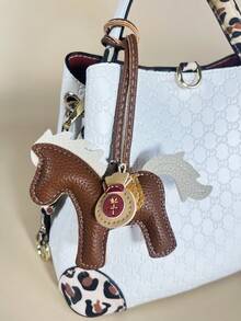 JRESSIAL breloque de sac en cuir Lucky Zodiac Pony, pendentif de l'année du cheval de la prospérité, ornement suspendu de voiture de style chinois, accessoire de sac pour femmes, cadeau - Multicolore - Voir 2