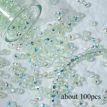 Approx. 100pcs DIY Jewelry Making Beads, Aurora Iridescent Faceted Round Beads, Shiny AB Color, Mixed Color Mini Beads, For Bracelets, Necklaces, Earrings Handmade Accessories - Multicolor - View 4