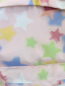 1pc Girls Star Print Nylon Zipper Closure Fashion Backpack Student School Bag Suitable For All Seasons Daily Use Without Pendant - A - View 6