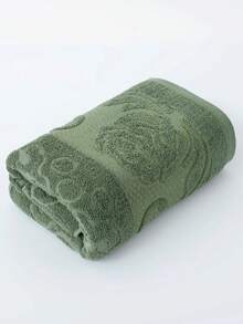 1-Piece Pure Cotton Green Bath Towel Or Kitchen Small Towel, Jacquard Flower Pattern, Water-Absorbent And Quick-Drying, Suitable For Both Men And Women All Year Round, Suitable For Bathroom, Hotel, Festival Gift, Travel And Outdoor, School, Home - Dark Green - View 7