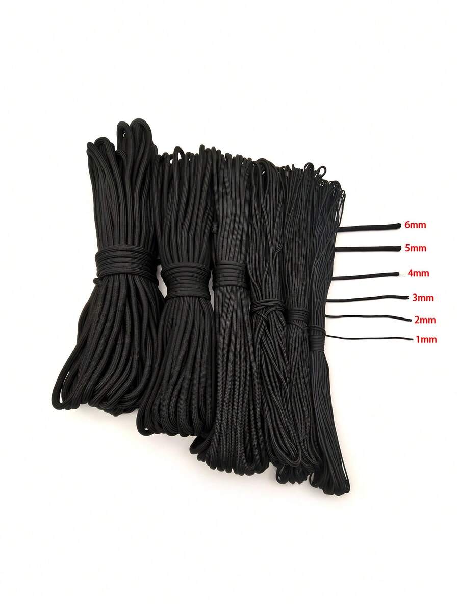 1/2/3/4/5/6mm Diameter Paracord, Multi-Function Outdoor Rope, Handmade DIY Braiding Rope, Bracelet Jewelry Making Hanging Rope, Suitable For Outdoor Camping, Hiking, Pet Leash Dog Rope Dog Collar Rope - Black - View 1