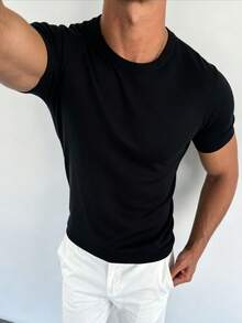 ZYNTH BALENO Men's Summer Fashion Crew Neck Short Sleeve Sweater, Suitable For Gym Sports, Cycling, Running - Black - View 2