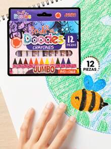 Jumbo Wax Crayons For Children, Round Shape With 12 Colors - Multicolor - View 1