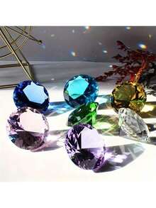 10 Colors Crystal Diamond Shaped Paperweight Decorative Cut Glass Giant Gemstone Wedding Office Desk Ornament Birthday Gift - Multicolor - View 2
