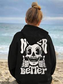 Sweatshirt Wanita Motif Natal yang Dipersonalisasi, Hadiah Ulang Tahun, Warna Hitam untuk Musim Gugur - Hitam - View 4