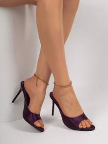 2026 Spring/Summer New Women's Mule Sandals With Medium-Thin Low Heel,Stiletto Heels - Purple - View 4
