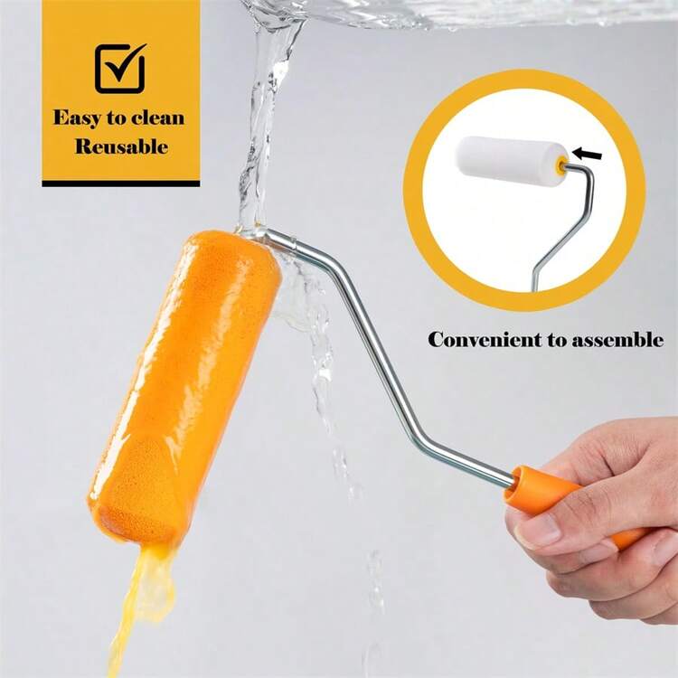 11pcs Sponge Roller Set (10 Rollers + 1 Handle), Suitable For Water-Based Paint, Latex Paint, With Small Finger Grip Roller - Set - View 5