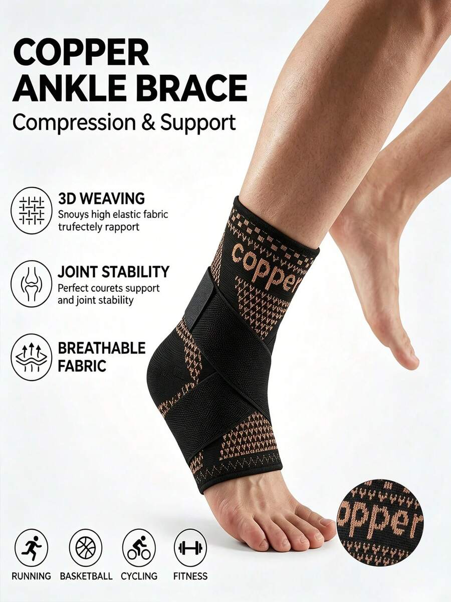 1pc Adjustable Ankle Pressure Sleeve, Ankle And Heel Support Brace, Strap Ankle Stabilizer, Unisex, Suitable For Basketball, Football, Climbing And Fitness Training - Multicolor - View 1