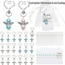 60pcs Baby Shower Favor Angel Keychain Bulk Thank You Tags Baby Girl Shower Favors Guest Return Baptism Gifts - Multicolor - View 12