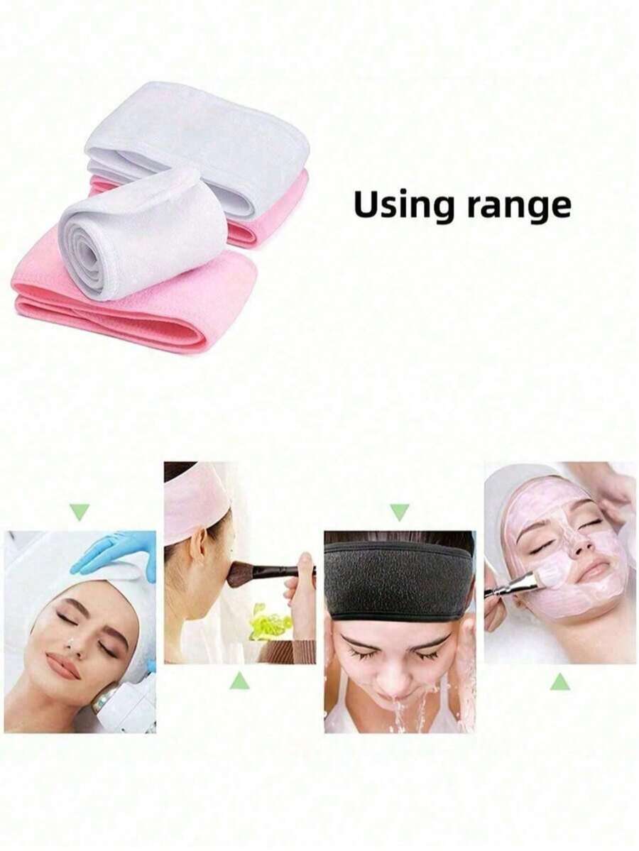 1Pc Adjustable Hook And Loop Spa Headband, Soft Grey Terry Cloth Makeup Hair Wrap, Non Slip Absorbent Facial Hair Band For Washing Face, Mask Application, Skincare, Yoga And Sports - Multicolor - View 1