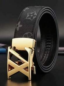 MMJ Finswift 1pc Luxury Men's XL Letter Automatic Buckle Belt, High-Quality Designer Brand Men's Belt, Suitable For Workplace, School, Formal Occasions - Multicolor - View 7