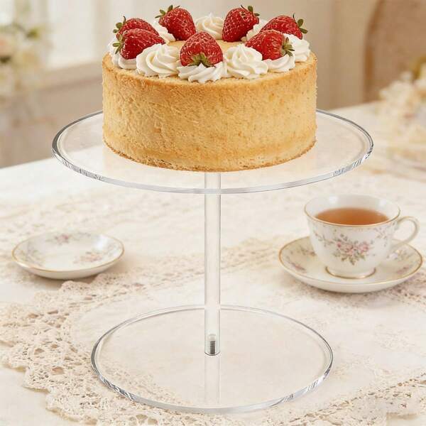 Support à gâteau rond en acrylique transparent, support à cupcakes transparent, présentoir à cupcakes de dessert, présentoir à pâtisseries et bonbons, convient pour table de dessert, fête d'anniversaire, événement de mariage