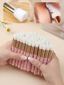 30pcs Solid Pink Eyelash Cleaning Brushes, Multi-Functional Deep Pore Cleaning Brushes For Nose, Used For Facial Cleansing, Blackhead Removal, Home Bedroom Daily Skincare Cleaning Tool, Ideal Gift For Friends - Multicolor - View 8