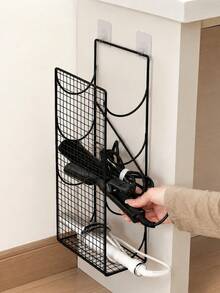 Wall-Mounted Hair Tool Storage Basket, No-Drill Bathroom Organizer Rack, Suitable For Hair Dryer And Curling Iron - Multicolor - View 8