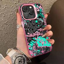 Phone Case - 1 Piece Graffiti Text Design Phone Case Suitable For Apple  17 16 15 14 13 12 11 PRO MAX Shockproof Camera Protection Phone Case Functional Fashionable Aesthetics For Daily Use(Shipped From European Local Warehouse) JITZ - 羅莎 - 查看 1
