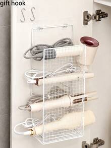 Wall-Mounted Hair Tool Storage Basket, No-Drill Bathroom Organizer Rack, Suitable For Hair Dryer And Curling Iron - Multicolor - View 16