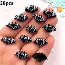 2D Flat 10pcs Mini Black Bat Decorations - Colorful Resin Material, Flat Back Design, Suitable For DIY Scrapbooking And Halloween Nail Art Decoration, Perfect For Halloween Decor - A - View 9