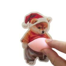 3D Sticker 1pc/2pcs/5pcs Creative Fried Chicken Sticker Shiba Inu Sticker Belly Puppy Sticker Belly Dog Collectible Printed Sticker Scrapbook Decoration - Red - View 4