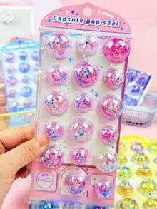太空艙 3D 泡泡貼紙 女孩愛心裝飾貼紙，適用於筆記本、水杯、電腦，防水自黏小貼紙組，極簡平面貼紙，INS 風格裝飾貼紙，適用於筆記本、水杯、平板電腦，防水不殘膠小貼紙系列 - 彩色 - 查看 12
