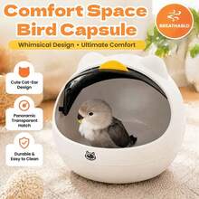 Pajarera con tapa abatible altamente cómoda - Compartimento lavable para loros/cacatúas, base extraíble, diseño transpirable | 2 escenarios de uso, sin batería, hábitat de anidación reutilizable - Z - Ver 2