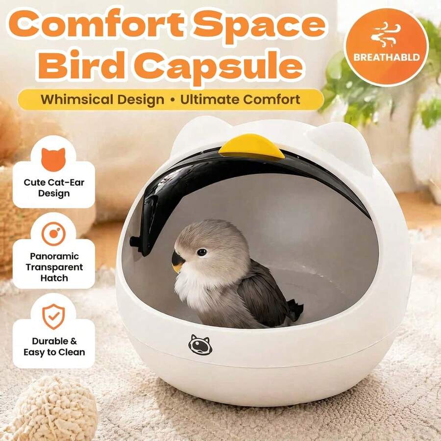 Pajarera con tapa abatible altamente cómoda - Compartimento lavable para loros/cacatúas, base extraíble, diseño transpirable | 2 escenarios de uso, sin batería, hábitat de anidación reutilizable