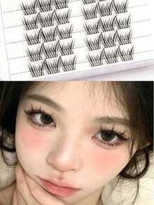 60 Clusters Sweet Little Cluster False Eyelashes, Lazy Pure Desire Style Elf Makeup Lashes, Natural Short Segmented Eyelash Set For Novice, Daily & Travel Cosmetic Gift For Dating Holiday - C - 查看 4