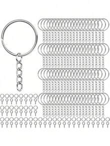 90 piezas Kit de accesorios para llaveros, adecuado para manualidades de llaveros de resina DIY, que incluye llaveros con cadena, anillos partidos, pasadores de ojo de tornillo para DIY de llaveros - 90Pcs/Set - Ver 1