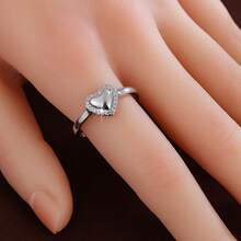 1pc Fashion Heart Shaped Design Cubic Zirconia Inlaid Women's Ring, Couple Gift - Multicolor - View 6