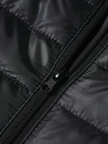 Men's Winter Solid Color Minimalist Versatile Casual Hooded Padded Coat - Black - View 8