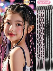 Girls Hair Accessories Children's Colorful Braiding Set Rainbow Synthetic Hair Clips Lucky Five-Pointed Star Hair Clip Combination Set, Halloween - Multicolor - View 10