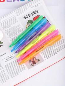 6pcs Cute Syringe Mechanical Colorful Ballpoint Pens, Needle Shaped, Office School Marker Writing Tools - Multicolor - View 2