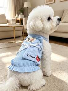 1pc New Pet Dog Clothes Spring/Summer Strawberry Embroidered Camisole Dress, Thin Cute Soft Sweetheart Tank Dress For Cats, Bichon, Small Dogs, Teddy - Multicolor - View 7