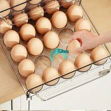 Multifunctional Large Capacity Egg Storage Box, Drawer-Style Plastic Egg Holder, Kitchen And Refrigerator Airtight Fresh-Keeping Container - Multicolor - View 5