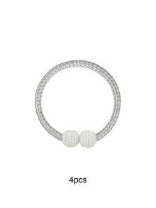 2/4/6pcs Magnetic Curtain Tiebacks,Faux Pearl Curtain Tiebacks,Pearl Decorative Rope Tie Backs,Drape Tie Backs Decorative,Window Tie Decorative Rope Fixer,Classic Necktie Design Curtain Holder Clips,Curtain Holdbacks,No-Drill,For Home Office Decor. - Multicolor - View 9