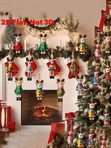 16pcs/Set Colorful Christmas Reindeer Decoration Set - Warm Christmas Style, Suitable For Christmas Tree, Home, Office, Classroom Multi-Functional Gift Box Hanging Ornaments, Reindeer Christmas Decor - A - View 5
