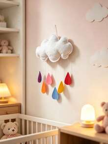 1PC/3pcs Pastel Felt Cloud & Raindrop Wall Decor - Kids Room Cute Weather Theme Decoration,Room Decor,Baby Stuff,Home Decor,Kids Room Decor - Multicolor - View 4