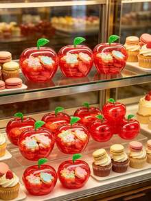 2/1pc Large Capacity Red Apple Shaped Plastic Candy Box, Suitable For Teacher's Day, Graduation, Wedding, Birthday, Party And Other Occasions, Can Be Used As Teacher's Day Thank You Gift, Suitable For Back To School Season - Multicolor - View 3