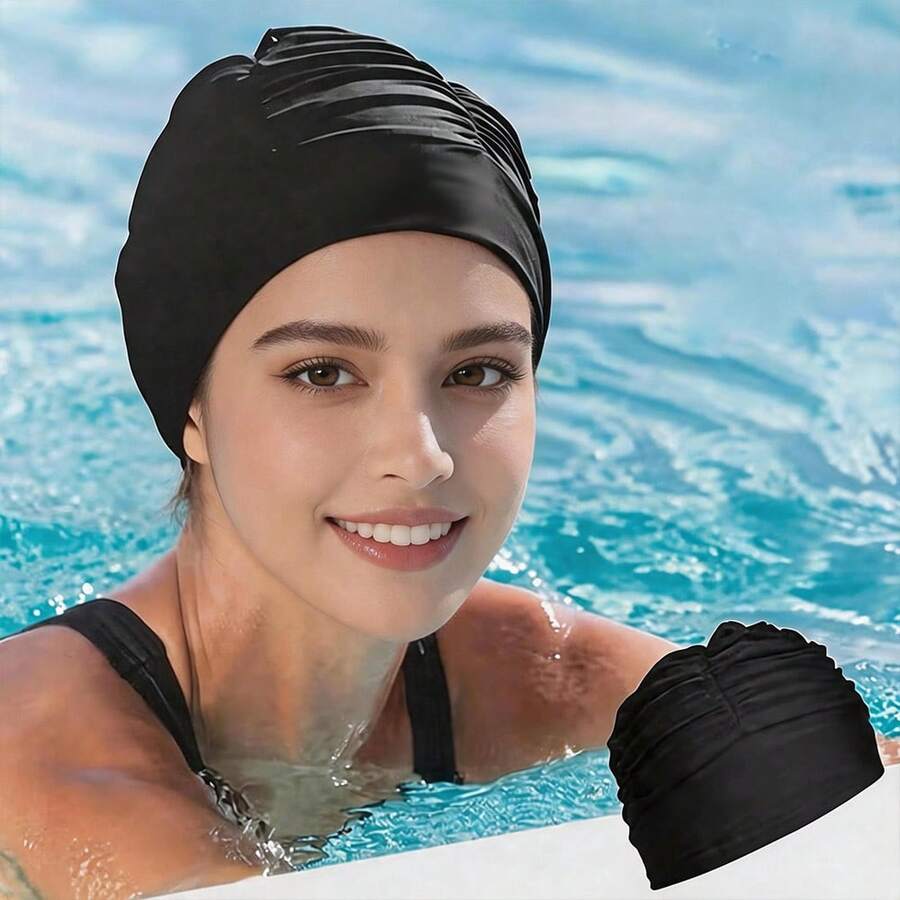 1pc Adult Extra Large Swim Cap - Elastic Comfortable Fit, Machine Washable, Suitable For Swimming Pool, Spa, Bath - Neutral Hair Protection Cap, High Quality Fabric - Multicolor - View 1