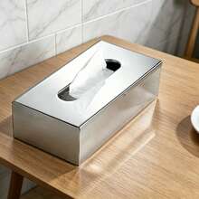 1 buah Kotak Tisu Stainless Steel, Penutup Kotak Tisu, Wadah Tisu, Tempat Tisu Meja, Kotak Penyimpanan Tisu untuk Kamar Mandi, Ruang Tamu, Kamar Tidur, dan Perlengkapan Rumah Tangga - Perak - View 11