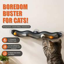 Cat Toy: Self-Playing Wave Track With Suction Cup (PP Material + 2 Small Balls) - Grey - View 3