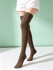 5/10 pares de calcetines altos por encima de la rodilla para mujer, versátiles y cómodos, de unicolor, para todas las estaciones - Multicolor - Ver 6